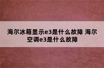 海尔冰箱显示e3是什么故障 海尔空调e3是什么故障